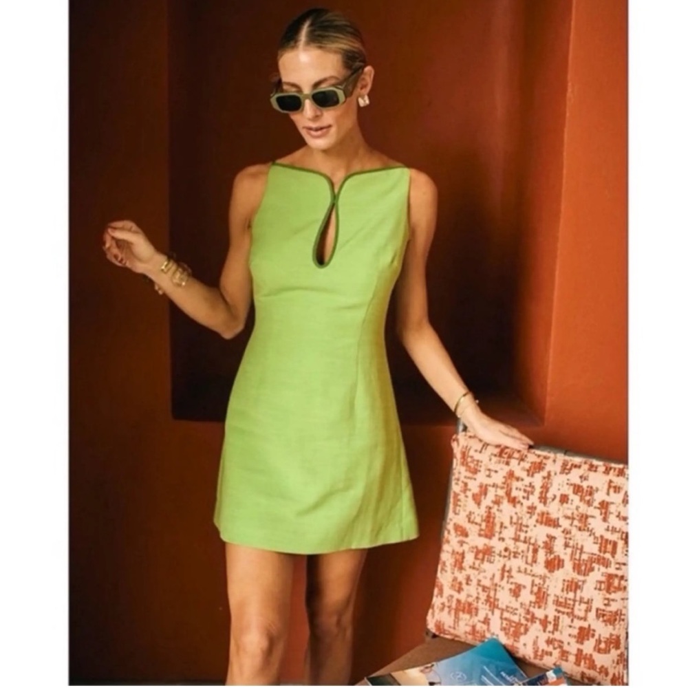 ANTONIO MELANI x MG Style Marin A-Line Chartreuse Sleeveless Mini Dress NWT